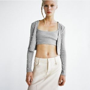 Zara Cropped cardigan with pearls